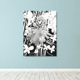 Strikt zwart en wit glas wonder bloem canvas afdruk