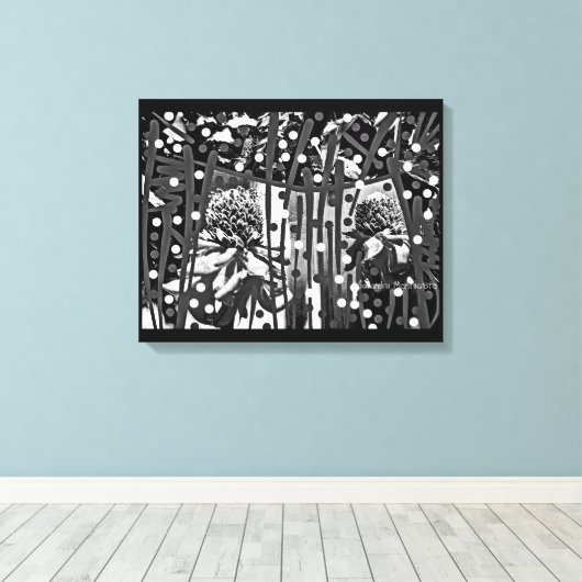 Strikt zwart-wit DUO Uitgerekt Canvas Print (Insitu (Houten vloer))