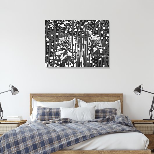 Strikt zwart-wit DUO Uitgerekt Canvas Print (Insitu (Slaapkamer))