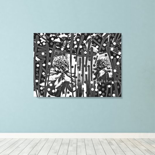 Strikt zwart-wit DUO Uitgerekt Canvas Print (Insitu (Houten vloer))