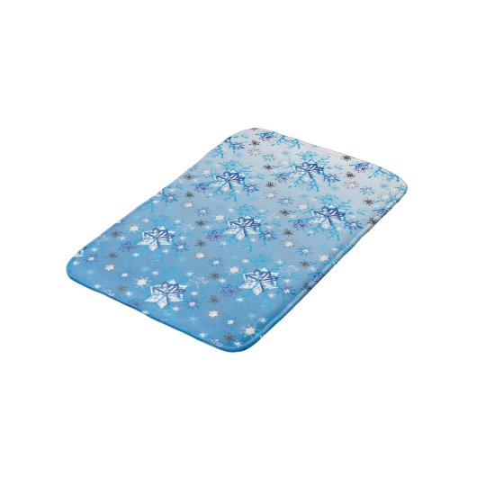 Strikte blauwe en witte sterren en sneeuwvlokken badmat (Gekanteld)