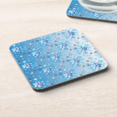 Strikte blauwe en witte sterren en sneeuwvlokken bier onderzetter (Linkerzijde)