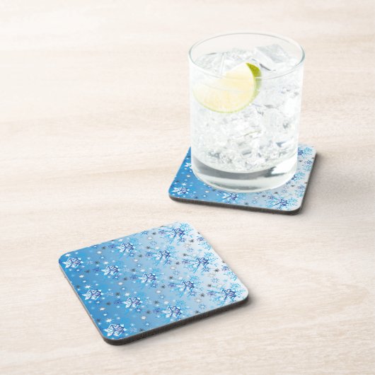 Strikte blauwe en witte sterren en sneeuwvlokken bier onderzetter (Rechterzijde)