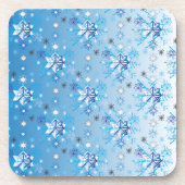 Strikte blauwe en witte sterren en sneeuwvlokken bier onderzetter (Voorkant)