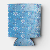 Strikte blauwe en witte sterren en sneeuwvlokken blikjeskoeler (Voorkant)