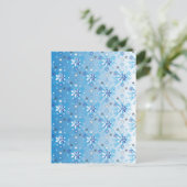 Strikte blauwe en witte sterren en sneeuwvlokken briefkaart (Staand voorkant)