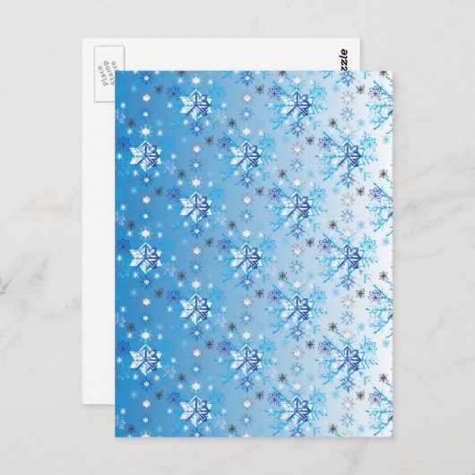 Strikte blauwe en witte sterren en sneeuwvlokken briefkaart (Voorkant / Achterkant)