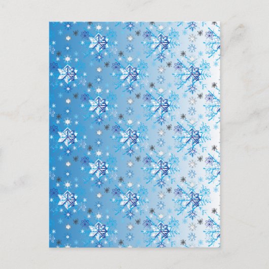 Strikte blauwe en witte sterren en sneeuwvlokken briefkaart (Voorkant)