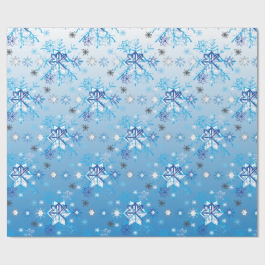 Strikte blauwe en witte sterren en sneeuwvlokken cadeaupapier (Vlak)