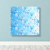 Strikte blauwe en witte sterren en sneeuwvlokken canvas afdruk (Insitu (Houten vloer))