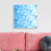 Strikte blauwe en witte sterren en sneeuwvlokken canvas afdruk (Insitu (Woonkamer))