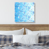 Strikte blauwe en witte sterren en sneeuwvlokken canvas afdruk (Insitu (Slaapkamer))