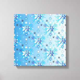 Strikte blauwe en witte sterren en sneeuwvlokken canvas afdruk