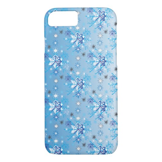 Strikte blauwe en witte sterren en sneeuwvlokken Case-Mate iPhone case (Achterkant)
