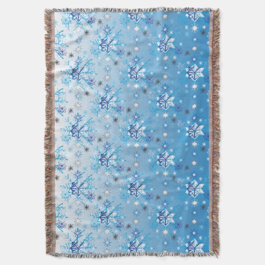 Strikte blauwe en witte sterren en sneeuwvlokken deken (Voorkant Verticaal)