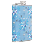 Strikte blauwe en witte sterren en sneeuwvlokken heupfles (Rechts)