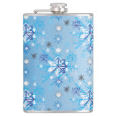 Strikte blauwe en witte sterren en sneeuwvlokken heupfles (Voorkant)