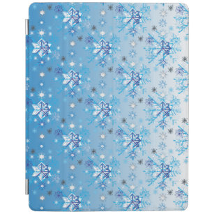 Strikte blauwe en witte sterren en sneeuwvlokken iPad cover