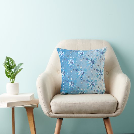 Strikte blauwe en witte sterren en sneeuwvlokken kussen (Stoel)