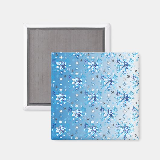 Strikte blauwe en witte sterren en sneeuwvlokken magneet (Voorkant / Achterkant)