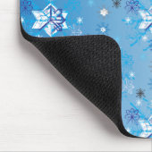 Strikte blauwe en witte sterren en sneeuwvlokken muismat (Hoek)