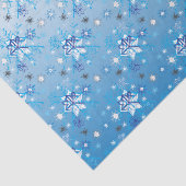 Strikte blauwe en witte sterren en sneeuwvlokken tissuepapier (Detail)