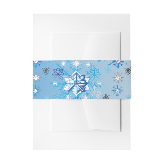 Strikte blauwe en witte sterren en sneeuwvlokken uitnodigingen wikkel (Voorkant Voorbeeld)