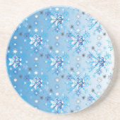 Strikte blauwe en witte sterren en sneeuwvlokken zandsteen onderzetter (Voorkant)