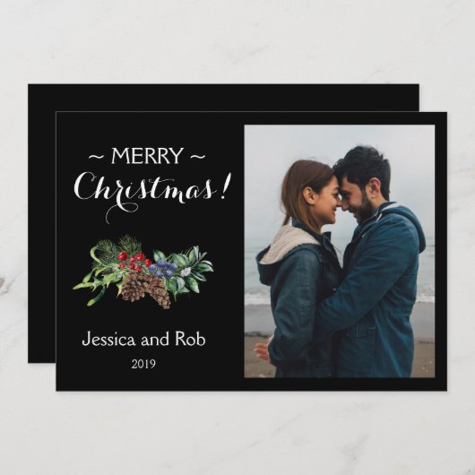 Strikte zwarte kerstfoto (Voorkant / Achterkant)