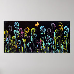 String Art met vlinder aan Poster