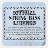String Bass License Square Sticker (Voorkant)
