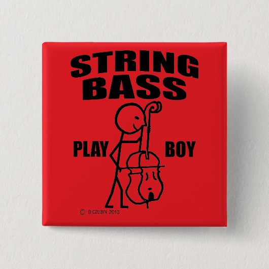String Bass Play Boy Vierkante Button 5,1 Cm (Voorkant)