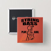 String Bass Play Girl Vierkante Button 5,1 Cm (Voorkant /achterkant)