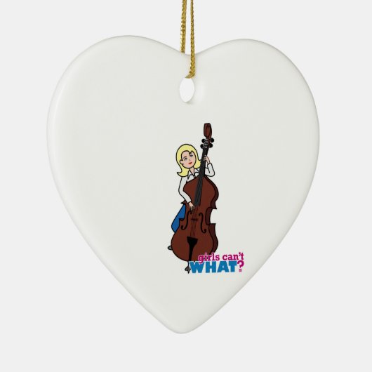 String Bass Player Girl - Light/Blonde Keramisch Ornament (Rechts)