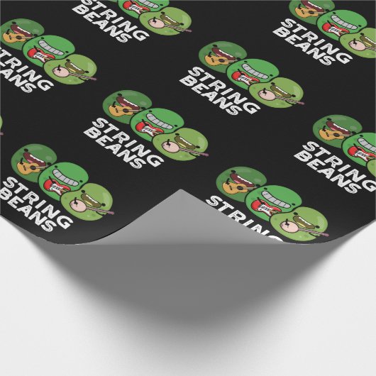 String Beans Grappige Plantaardige Pun Donker BG Cadeaupapier (Hoek)