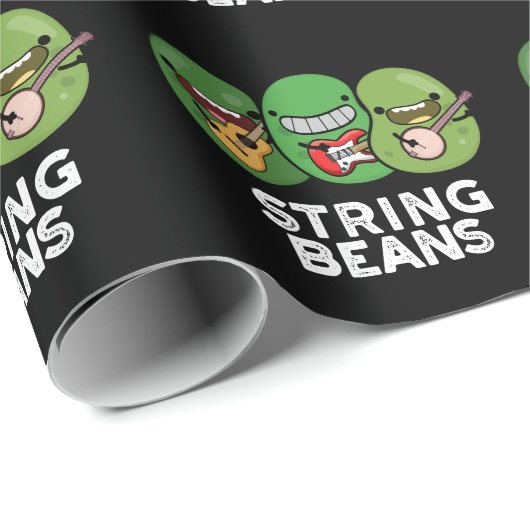 String Beans Grappige Plantaardige Pun Donker BG Cadeaupapier (Rol Hoek)