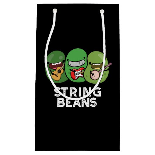String Beans Grappige Plantaardige Pun Donker BG Klein Cadeauzakje (Voorkant)