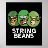 String Beans Grappige Plantaardige Pun Donker BG Poster (Voorkant)