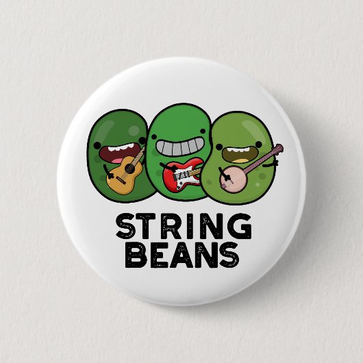 String Beans Grappige Plantaardige Pun Ronde Button 5,7 Cm (Voorkant)