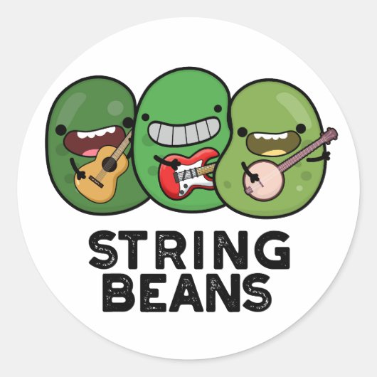String Beans Grappige Plantaardige Pun Ronde Sticker (Voorkant)