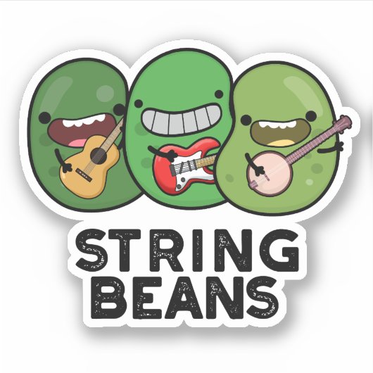 String Beans Grappige Plantaardige Pun Sticker (Voorkant)