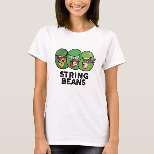 String Beans Grappige Plantaardige Pun T-shirt (Voorkant)