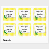 String Beans Yellow controleert aangepaste inblikl Vierkante Sticker (Vel)