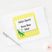 String Beans Yellow controleert aangepaste inblikl Vierkante Sticker (Envelop)
