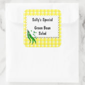 String Beans Yellow controleert aangepaste inblikl Vierkante Sticker (Tas)