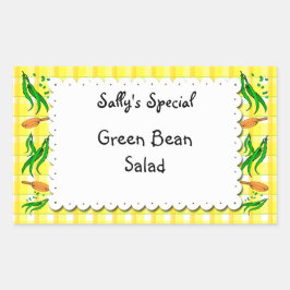String Beans Yellow controleert aangepaste voedsel Rechthoekige Sticker