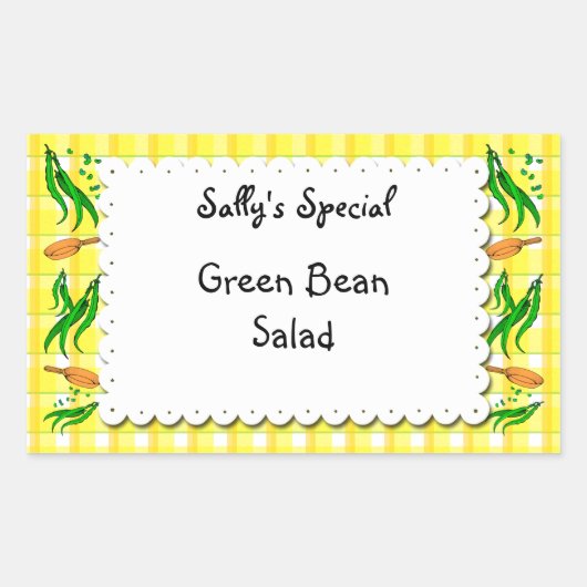 String Beans Yellow controleert aangepaste voedsel Rechthoekige Sticker (Voorkant)