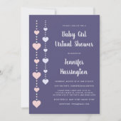 String Hearts Roze Paarse Virtual Baby Girl Shower Kaart (Voorkant)