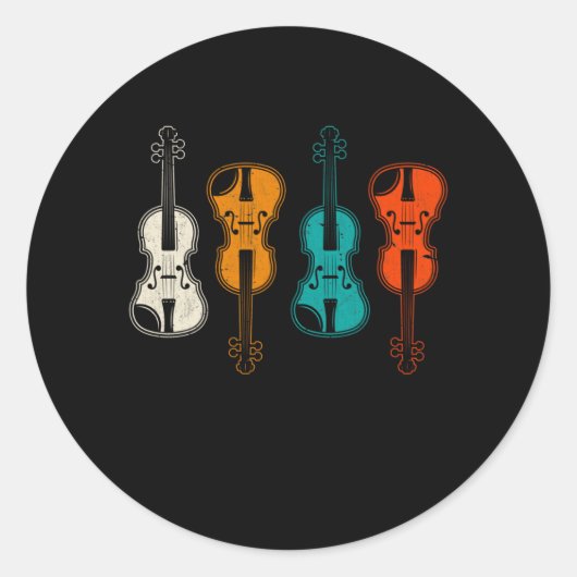  String Instrument Colorful Violin Player Ronde Sticker (Voorkant)