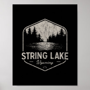 String Lake Wyoming Buiten Activiteiten Vintage Poster